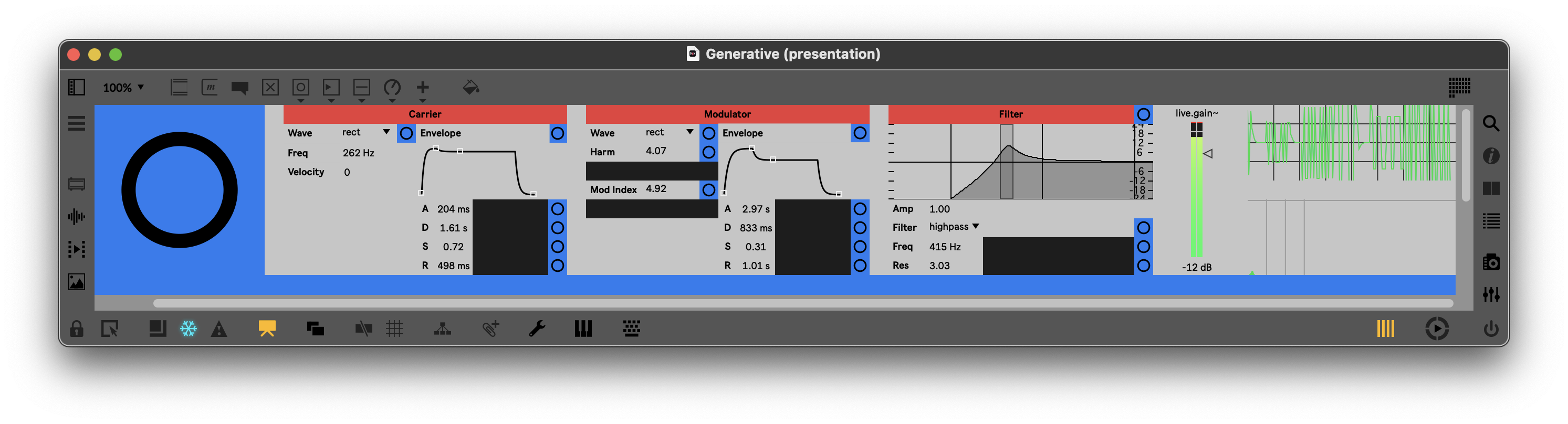 Generative Synth Presentation View